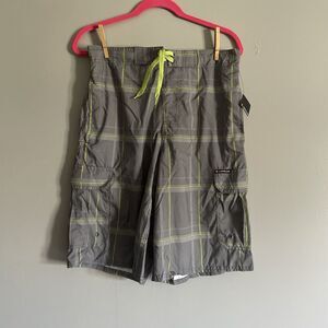 NEW Airwalk Mens Board Shorts Med Swim Surf Grey Drawstring Pockets